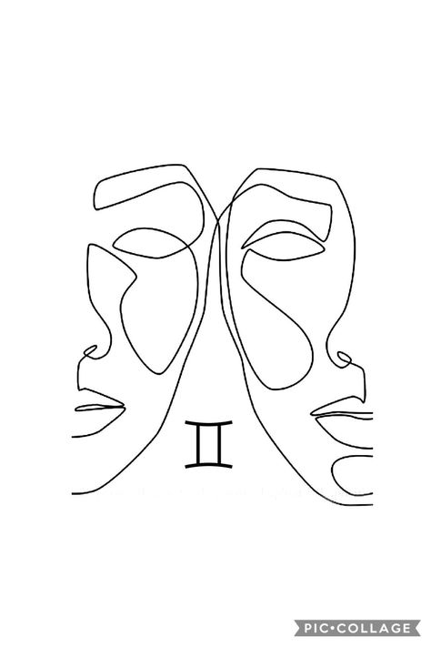 Twins Zodiac Tattoo, Gemini Tattoo Outline, Greek Gemini Tattoo, Gemini Design Tattoo, Gemini Tattoo Drawings, Gemini Tattoo Line Art, Creative Gemini Tattoo, Gemini Tattoo Faces, Gemini Line Tattoo