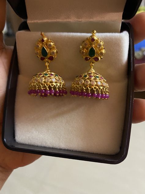 4 Grams Gold Ear Rings, Dimond Earrings, Gold Ear Rings, Gold Buttalu, Gold Jhumkas, Simple Bridal Jewelry, Ear Tops, Temple Jewellery Earrings, Gold Bangles Indian