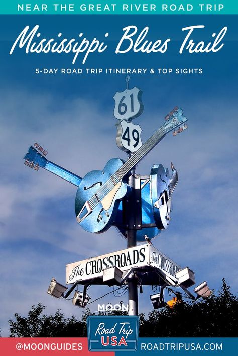 A selective tour of the Blues Trail travels through the Mississippi Delta and hits sights in the towns of Tunica, Clarksdale, Cleveland, Indianola, and Leland in about 170 miles of driving. Learn about the highlights along the Mississippi Blues Trail and plan a road trip with our 5-day itinerary. Clarksdale Mississippi, 2025 Travel, Mississippi Blues, South Usa, Natchez Trace, Usa Roadtrip, Mississippi Delta, Delta Blues, Road Trip Planning