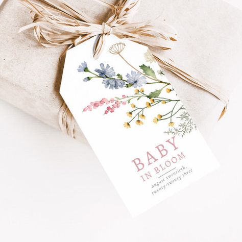 $10.80 | Baby in Bloom Spring Wildflower Floral Baby Favor #baby in bloom, wildflower, boho, watercolor, elegant, modern, spring, gender neutral, wildflower baby shower, wildflower favors Baby In Bloom Party Favors, Wildflower Favors, Wildflower Baby Shower, Baby In Bloom, Baby Favors, Elegant Baby Shower, Spring Wildflowers, Bloom Baby, Printable Baby Shower Invitations