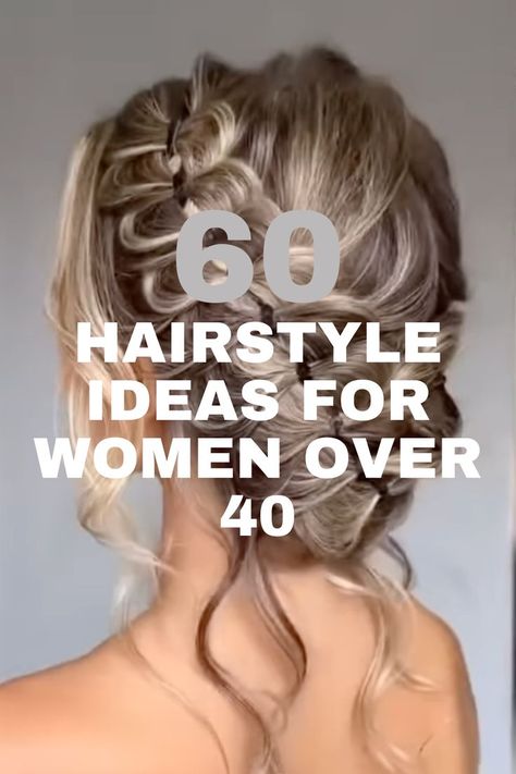 An intricate braided updo with loose curls framing the face, styled for women over 40 seeking an elegant and timeless look. Elegant Braided Updo, Layered Lob, Elegant Hairstyle, 60 Hairstyles, Braided Hairdo, Hairstyle Inspiration, New Hairstyle, Upgrade Your Look, Soft Waves