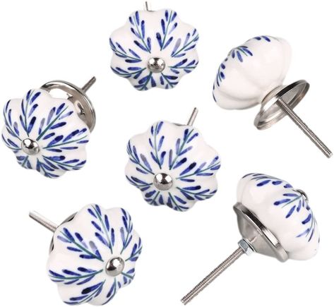 sourcing map Pack of 6 Drawer Knobs Ceramic Knobs Drawer Pull Handle Cupboard Door Classic Macrocarpa Branch (Blue and White Porcelain) 40 x 26 mm : Amazon.de: DIY & Tools Painted Cupboards, Ceramic Door Knobs, Cupboard Cabinet, Vintage Knobs, Cupboard Wardrobe, Wardrobe Handles, Cabinet Hardware Pulls, Cupboard Handles, Wardrobe Cabinets