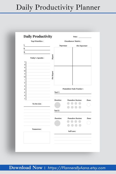 Minimalist daily planner Eisenhower Matrix Printable, Productivity Hacks Time Management, Personal Improvement Plan, Daily Productivity Planner, Assertive Communication, Eisenhower Matrix, Undated Daily Planner, Undated Weekly Planner, Physical Planner