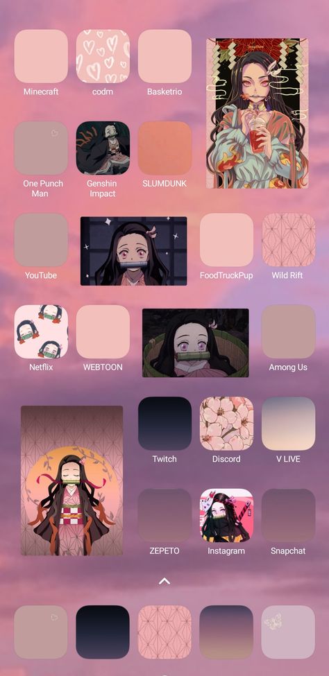 #aesthetic #demonslayer #kimetsunoyaiba #nezuko #nezukokamado #ios14 #layout #andoid #anime Anime Organization, Ios14 Layout, Theme Iphone, Wallpaper Lyrics, Bts Wallpaper Lyrics, Homescreen Ideas, Homescreen Iphone, Aesthetic Things, Aesthetic Icon