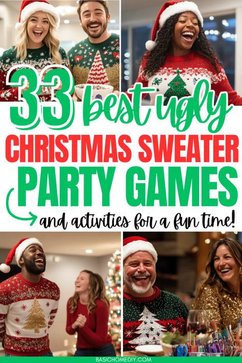 Ugly Christmas Sweater Party Decorations, Ugly Christmas Sweater Party Games, Easy Ugly Christmas Sweater, Christmas Quizzes, Christmas Fun Facts, Tacky Christmas Party, Unique Ugly Christmas Sweater, Christmas Pajama Party, Best Ugly Christmas Sweater