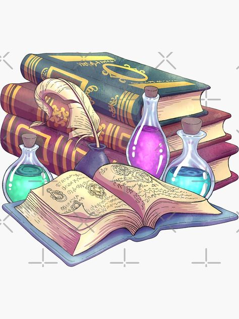 Spell Book Drawing Reference, Book Of Spells Drawing, Potions Illustration Art, Magic Spell Illustration, Magical Potions Art, Magical Book Drawing, Magical Book Art, Spell Book Drawing, Magic Book Illustration