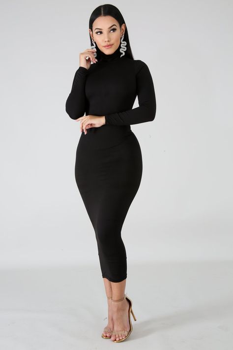 Body Con Dress Outfit, Urban Fashion Women, Winter Dress Outfits, Black Dress Outfits, Long Bodycon Dress, Body Con Dress, Black Women Fashion, Classy Dress, Elegant Outfit