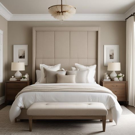 🛏️ Cozy bedroom vibe with a big bed & tall headboard. Neutral bedding + accent pillows. 🛋️ Comfy bench at the foot. 🌟 Elegant rug & classic wooden side tables. 🕯️ Ceramic lamps for soft light. 🖼️ Simple art on walls. 🪟 White curtains & fancy chandelier topping it off. ✨#BedroomGoals #HomeDecor
#odastudioAI #odaAIstudio #odastudio
#bedroomdecor #bedroomdesign #bedroomideas #bedroominspiration #masterbedroom #cozybedroom #modernbedroom #bedroomstyle #bedroomfurniture #chicbedroom Tall Headboard Ideas, Tall Headboard Bedroom Ideas, Fancy Chandelier, Bovis Homes, Art On Walls, Big Headboard, Comfy Bench, 2024 Bedroom, Wooden Side Tables