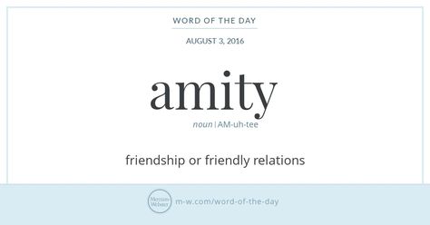 Amity has been used in English to describe friendship or friendliness for well over 500 years. It is derived from the Latin word for 'friend,'… Words With Deep Meaning Friends, Unique Words For Friendship, Describe Friendship, Rare English Words, Thesaurus Words, Yiddish Words, Friendship Words, Graduation 2025, Describe Feelings