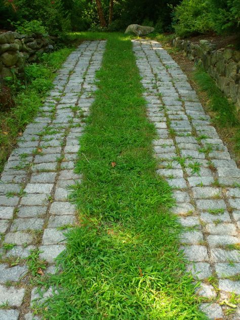 Grass Driveway, Permeable Driveway, Modern Driveway, Concrete Bags, Cobblestone Driveway, Brick Driveway, Driveway Ideas, Walkways Paths, Driveway Entrance