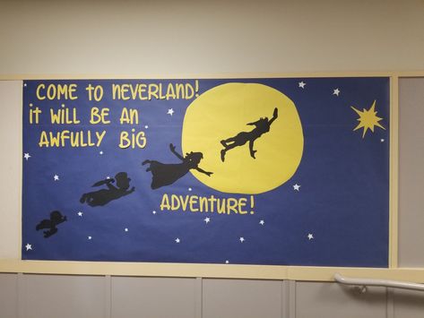 Neverland Classroom Theme, Peter Pan Bulletin Board, Hoco Freshman, Dorm Themes, Elementary Librarian, School Library Decor, Homecoming 2024, Disney Themed Classroom, Ra Themes