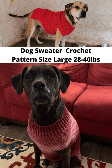 Big Dog Sweaters, Dog Sweater Crochet, Crochet Dog Sweater Free Pattern, Dog Jacket Patterns, Knitted Dog Sweater Pattern, Large Dog Sweaters, Crochet Dog Clothes, Dog Sweater Crochet Pattern, Dog Sweater Pattern