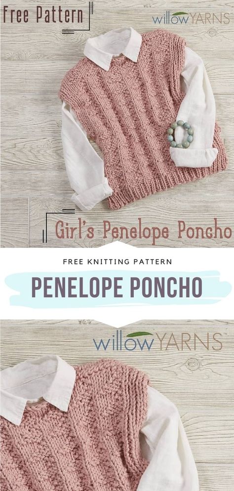 Charming Baby Girl Ponchos - Free Knitting Patterns Toddler Knitting Patterns Free, Free Childrens Knitting Patterns, Easy Poncho Knitting Pattern, Free Baby Sweater Knitting Patterns, Knit Vest Pattern Free, Girls Poncho, Baby Cardigan Knitting Pattern Free, Kids Knitting Patterns