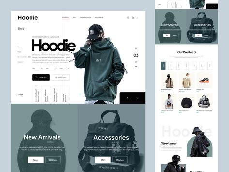 Hoodie - Shopify Website Homepage Design For Fashion Products Website Homepage Design, Hoodie Website, Fashion Website Design, Unique Website Design, Ui Design Trends, Email Template Design, Ecommerce Web Design, Shopify Website Design, Ui Design Website