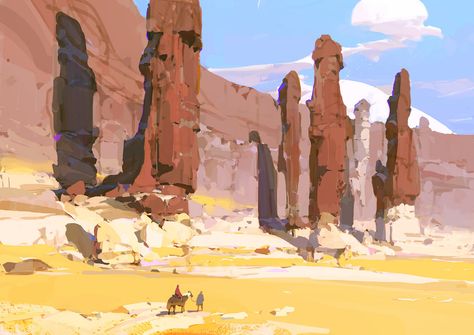 ArtStation - the wall, Min Yum Desert Reference, Reference Landscape, Environment Painting, Desert Environment, Bg Design, Landscape Concept, Matte Painting, Wow Art, Landscape Drawings