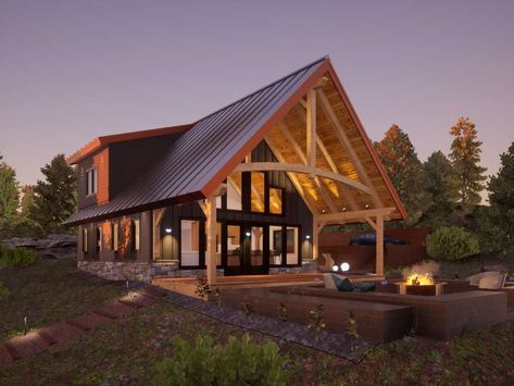 Lake View House Plans, View House Plans, Timber Frame Cabin Plans, Modern Timber Frame, Timber Frame Home Plans, Timber Frame Cabin, Modern Wooden House, Timber Frame Barn, Timber Frame Construction