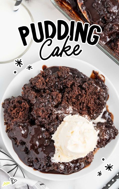 overhead shot of a piece of Pudding Cake Chocolate Brownie Cookie, Brownie Cookie Recipe, Best Baked Chicken Recipe, Chocolate Pudding Cake Recipe, Fluff Recipes, Rich Chocolate Dessert, Pudding Cake Recipe, Chocolate Pudding Desserts, Best Baked Chicken