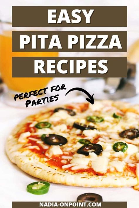 Easy Pita Pizza Recipes for Parties Pita Pizza Pockets, Pita Pizza Recipes Healthy, Pita Pizza Recipes, Bbq Pita Pizza, Pitta Bread Pizza, Pizza On Pita Bread, Vegan Pita Pizza, Pita Bread Pizza, Recipes For Parties