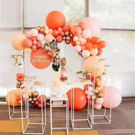 Orange Balloon Garland, Deco Orange, Orange Baby Shower, Orange Balloons, Garland Arch, Green Balloon, Christmas Baby Shower, Birthday Party Balloon, White Balloons