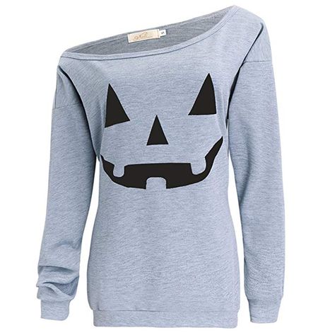 lymanchi Women Slouchy Shirts Halloween Pumpkin Long Sleeve Sweatshirts Pullover (This is an affiliate link)  #halloween #happyhalloween #halloween2017 #trickortreat #halloweenparty #halloweenmakeup #halloweenmakeupideas #halloweencostume #halloweengiveaway #halloweencontest #halloweenparty #halloweentheme #halloweennight #halloweenhaunt #halloweendecorations #halloweenfun #halloweencandy #halloween #halloweenmask #halloweenbaby #halloweentown #halloweenspirit #outdoordecorations Off Shoulder Sweatshirt, Slouchy Shirt, Slouchy Sweatshirt, Women Halloween, Pumpkin Shirt, Halloween Sweatshirt, Jewelry Women, Loose Tops, Pullover Shirt