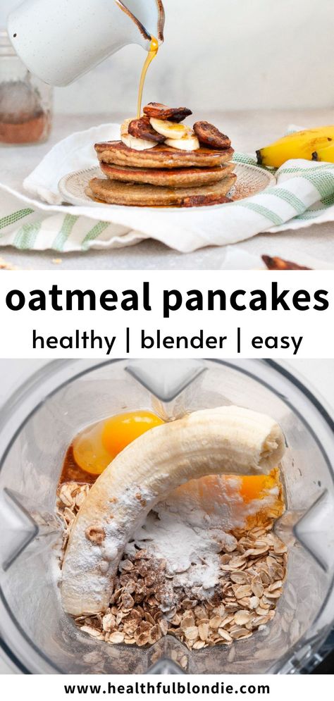 These healthy 3-ingredient banana oat pancakes are a quick and easy single-serve breakfast. They're soft, fluffy, and packed with over 20 grams of protein! All you need is a banana, rolled oats, and eggs. Kids love them and they are a great meal prep recipe. You can freeze them for up to 6 months. Banana Oat Pancakes Healthy, Oat Pancakes Healthy, Oat Protein Pancakes, Single Serve Breakfast, Healthy Protein Pancakes, Blondie Recipes, Oat Flour Pancakes, Oatmeal Pancakes Healthy, Oat Flour Recipes