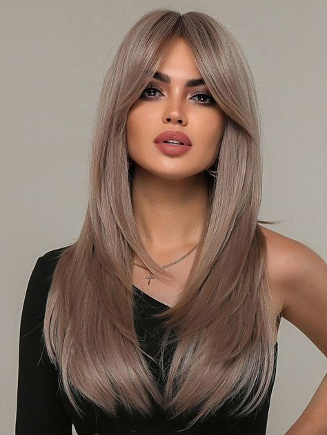 Hottest Hair Trends 2023, Long Straight Layered Hair, Spring Hair Color Trends, Straight Layered Hair, Perfect Hair Color, Latest Hair Color, Bangs Wig, Hot Hair Colors, Spring Hair Color