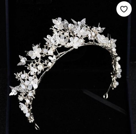 Pearl Tiara Wedding, Butterfly Crown, Crown Aesthetic, Pearl Tiara, Beautiful Tiaras, Gold Tiara, Rhinestone Crown, Princess Crown, Fancy Jewellery