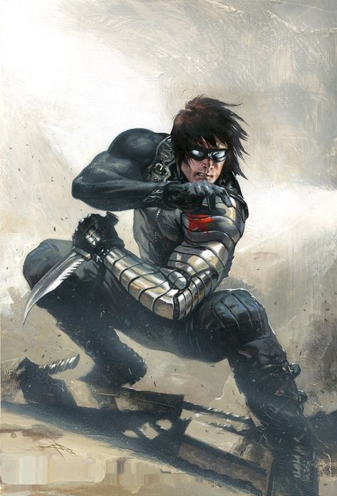 "Winter Soldier"-Original Sin Vol 1 8 Dell'Otto Variant Textless Film Marvel, Wallpaper Winter, Univers Marvel, Winter Soldier Bucky, Bucky Barnes Winter Soldier, Marvel Comics Art, Comic Book Characters, Comic Heroes, Marvel Dc Comics