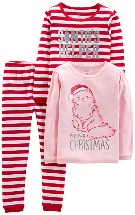 Graphic Pants, Cute Christmas Pajamas, Girls Christmas Pajamas, Christmas Pajamas Kids, Stripe Kit, Christmas Jammies, Cat Pajamas, Simple Joys, Christmas Pajama Set