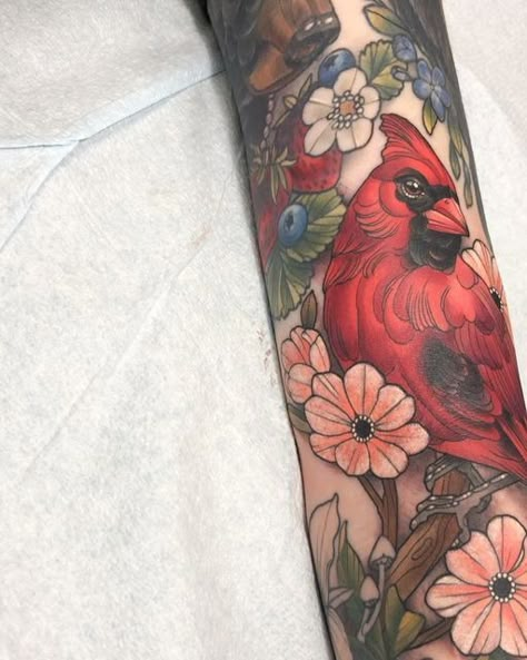 Cardinal Cherry Blossom Tattoo, Prayer Tattoo, Cardinal Tattoo, Cardinal Tattoos, Traditional Flowers, Drawing Refrences, Princess Tattoo, Blossom Tattoo, Cherry Blossom Tattoo