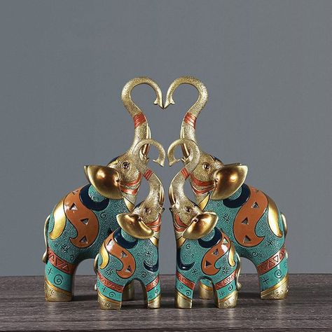 Feng Shui Elephant, Statues Home Decor, Good Luck Elephant, Elephant Home Decor, Gold Bullion Bars, Hand Beaded Embroidery, Small Elephant, Elephant Sculpture, Gold Elephant