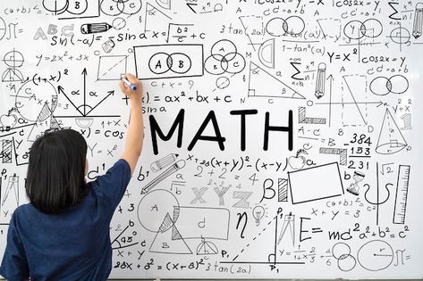 Young female teacher is writing math formulas and equations on whiteboard to explain educational material Female Teacher, Math Formulas, Psd Icon, Equations, Whiteboard, Educational Materials, White Board, Vector Photo, Premium Photo