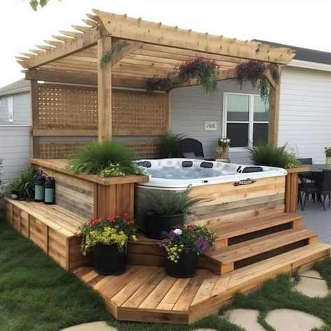 Hot Tub Privacy, Hot Tub Landscaping, Hot Tub Patio, Hot Tub Gazebo, Hot Tub Deck, Hot Tub Backyard, Hot Tub Garden, Deck Designs Backyard, Backyard Remodel