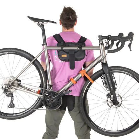 Wear Your Bike Like a Backpack w/ Restrap's New Hike-a-Bike Harness - Bikerumor Bike Packing Gear, Mountain Bike Gear, Bike Backpack, Bike Storage Apartment, Strider Bike, Steep Mountain, Bamboo Bicycle, Bikepacking Gear, Pedal Straps