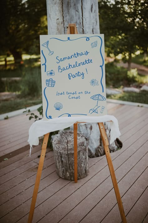 🤍SALES🤍 Buy THREE items and save 15% with code SAVE15 Buy FOUR items and save 35% with code SAVE35 Get ready for a fabulous coastal bachelorette party with the "Last Toast on the Coast" bachelorette sign template! This charming bachelorette decor is perfect for celebrating with your besties on the beach, adding a coastal touch to your bach party. Hang this cute bachelorette banner to welcome guests to the weekend full of fun and laughter. Whether you're a coastal grandma or a beach-loving brid Coastal Blue Bachelorette, Bachelorette Weekend Decorations, Costal Bachelorette Decor, Seaside Bachelorette Party, Nantucket Bachelorette Party, East Coast Bachelorette, Besties On The Beach, Italy Bachelorette, Preppy Bachelorette Party