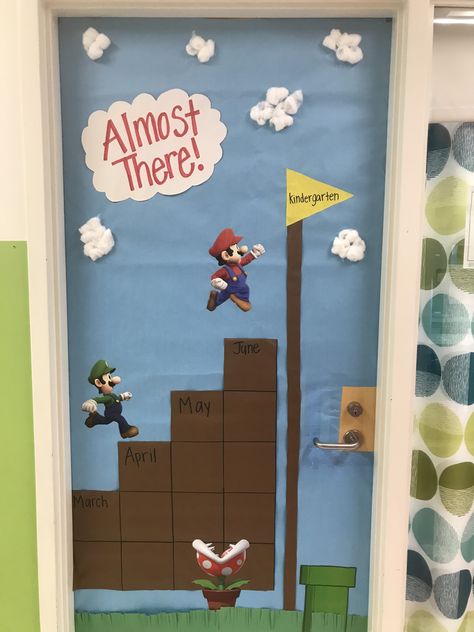 Game On Classroom Door, Mario Classroom Decorations, Game Themed Classroom Door, Level Up Classroom Door, Game Theme Classroom Doors, Level Up Door Decorations, Mario Door Decorations Classroom, Super Mario Teacher Appreciation, Super Mario Level Up