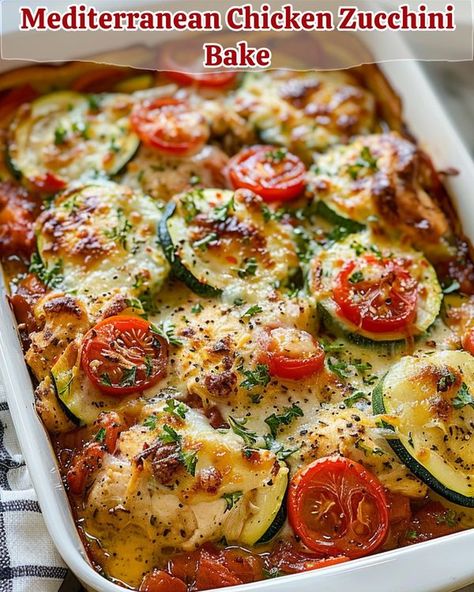 Recipes Epic Healthy Mediterranean Chicken, Mediterranean Zucchini, Chicken Zucchini Bake, Zucchini Chicken, Zucchini Bake, Baked Chicken Recipes Easy, Chicken Zucchini, Chicken Bake, Mediterranean Chicken