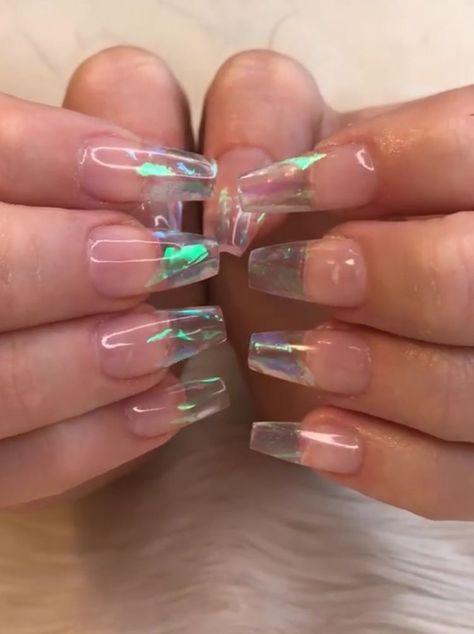 Ice Nail, Clear Acrylic Nails, Transparent Nails, Glass Nails, Jelly Nails, Clear Nails, Holographic Nails, Dream Nails, Fire Nails