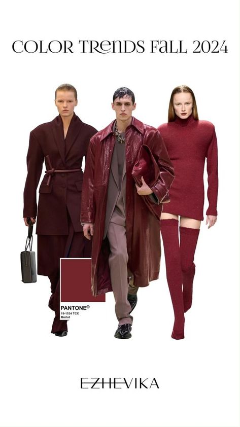 5 most current colors of Autumn 2024. A selection from the shows of the autumn-winter 2025 season. The most trendy colors of autumn are: burgundy, sand, red, coffee, herbal. Current images, trending colors, trends 2024, stylist tips, fashion news, a selection of looks from a stylist. Fall Fashion Colors, Fall Color Trend, Fall Winter Fashion Trends, Mode Tips, Fall Winter Trends, Fall Trends Outfits, Autumn Trends, Color Trends Fashion, Fashion Trends Winter