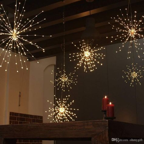 Sphere Light, Starburst Light, Hanging Christmas Lights, Copper Wire Lights, Backyard Lighting, Wire Lights, Outdoor Christmas Lights, Home Decor Online, The Ceiling