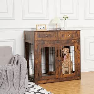 Dog Kennel End Table, Dog Crate Table, Furniture Style Dog Crate, Wood Dog House, Indoor Dog Kennel, Wood Dog Crate, Crate End Tables, Wooden Dog Kennels, Wooden Dog Crate