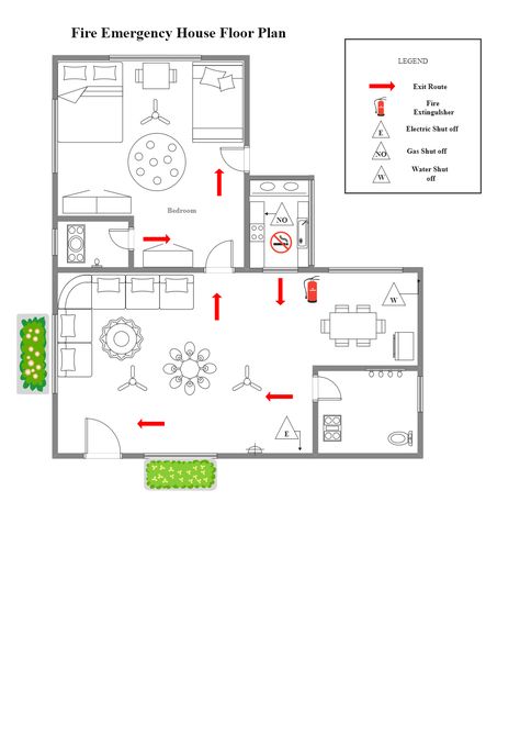 Home Fire Escape Plan | EdrawMax Free Editbale Printable Fire Emergency Evacuation Plan, Evacuation Plan House, Home Evacuation Plan, Emergency Escape Plan, Fire Escape Plan, Hazard Map, Emergency Evacuation Plan, Emergency House, Blue Ocean Strategy