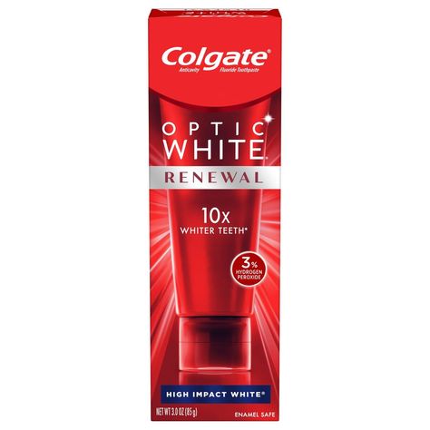 Optic White Renewal Teeth Whitening Toothpaste Best Whitening Toothpaste, Colgate Optic White, Best Toothpaste, Colgate Toothpaste, Teeth Whitening Toothpaste, Whiter Teeth, How To Prevent Cavities, Oral Care Routine, Natural Teeth Whitening