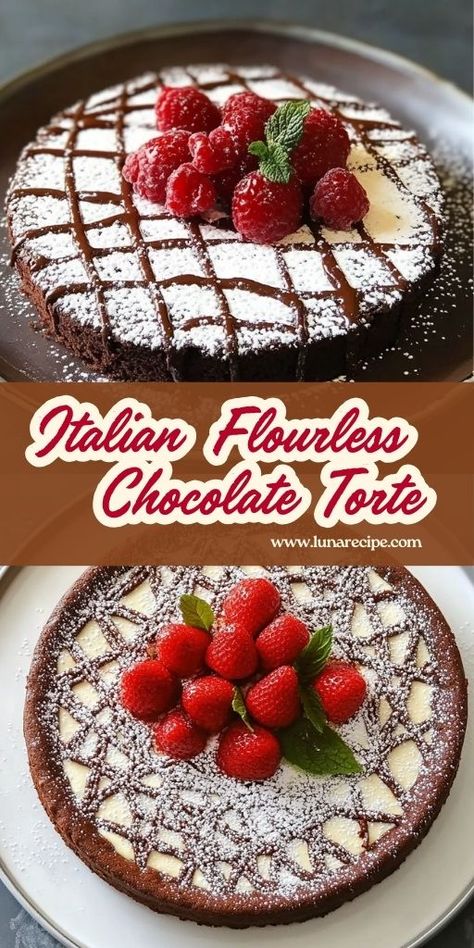 The Italian Flourless Chocolate Torte is a traditional dessert from the island of Capri! 🍫🍰 Rich, dense, and incredibly decadent, this chocolate torte is perfect for any chocolate lover. Made without flour, it’s naturally gluten-free and a show-stopping dessert for special occasions or holiday celebrations.

📌 Save this pin to serve a luxurious Italian flourless chocolate torte at your next gathering!
#FlourlessChocolateTorte #ItalianDesserts #GlutenFreeDesserts #ChocolateLovers Chocolate Flourless Torte, Flourless Chocolate Desserts, Desserts Without Flour, Gluten Free Italian Desserts, Chocolate Torte Recipe, Italian Desserts Easy, Flourless Chocolate Torte, Island Of Capri, Flourless Chocolate Cake