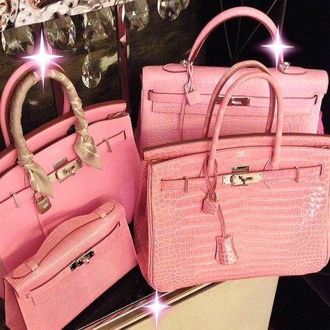 Hermes Birkin and Kelly bag collection in pink Pink Kelly Bag, Pink Birkin Bag, Birkin Bag Aesthetic, Pink Birkin, Pink Kelly, Hermes Leather, Swag Bags, Kitchen Luxury, Pink Luxury