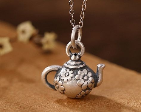 Tea Party Cup Necklace Personalized Initial Necklace Tiny - Etsy Canada Tea Cup Necklace, Teapot Jewelry, Teapot Necklace, Tea Cup Party, Silver Teapot, Bridesmaids Jewelry, Beaded Skull, Charm Pendant Necklace, Cup Tea