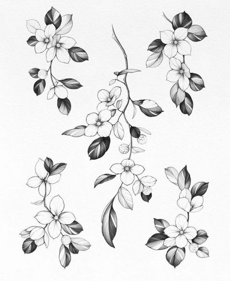 Symmetrical Flower Drawing, Azalea Tattoo Design, Fineline Tree Tattoo, Floral Frame Tattoo, Japanese Tattoo Flower, Sakura Tattoo Design, Piston Tattoo, Sakura Tattoo, Japanese Flower Tattoo