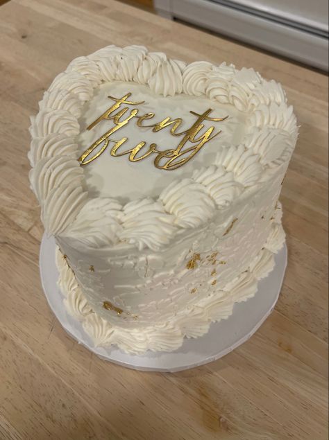 White And Gold Birthday Outfit, White Gold Birthday Theme, White Birthday Party Aesthetic, Heart 21st Birthday Cake, 21 Heart Cake, White Heart Cake Birthday, Birthday Cake White And Gold, Beige Heart Cake, White Love Heart Cake