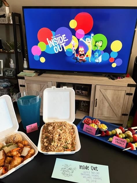 Disney Movie Themed Dinner, Themed Dinners Ideas, Family Movie Night Snacks, Disney Movie Night Menu, Disney Themed Movie Night, Disney Movie Night Food, Disney Movie Night Dinner, Movie Night Dinner, Movie Night Theme