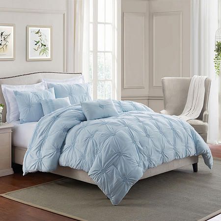 Swift Home Premium Collection Ultra Plush Floral Pintuck Comforter Set (Assorted Sizes and Colors) - Sam's Club Pintuck Comforter, Light Blue Bedroom, Blue Room Decor, Blue Comforter Sets, Blue Bedroom Decor, Blue Comforter, Queen Comforter Sets, Blue Rooms, Bed Sets